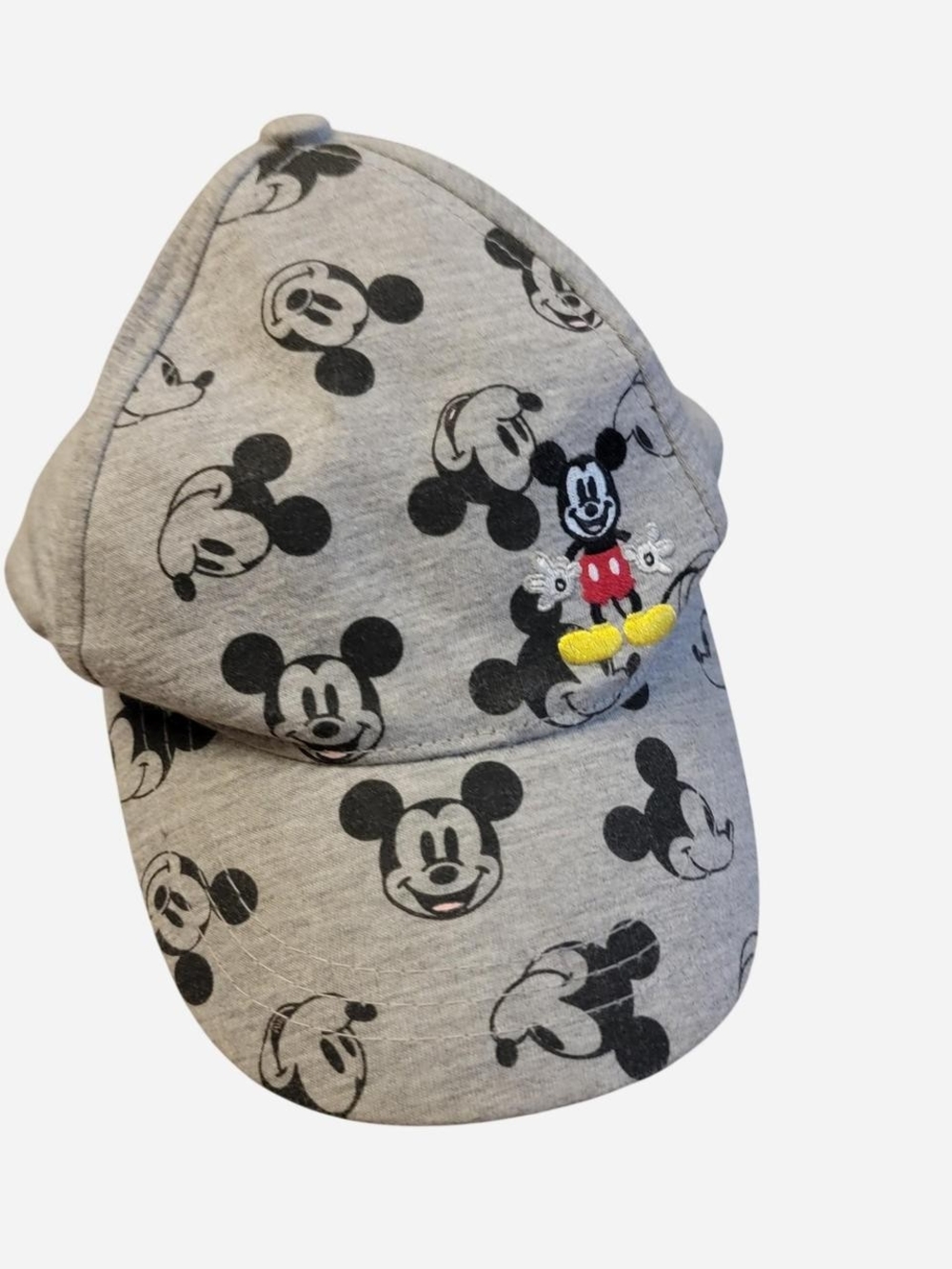 Disney Kids Grey Mickey Mouse Patterned Cap with Embroidered Character